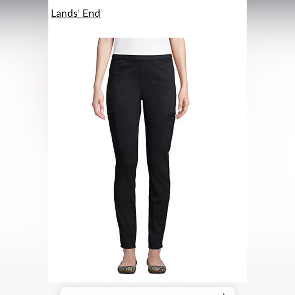 Land’s End Black Sateen cargo pant size 8